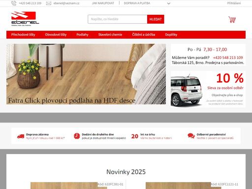 prodej podlah brno. plovoucí podlahy vinylové, podlahy laminátové a korkové, koberce, pvc. skladem obvodové a přechodové lišty.