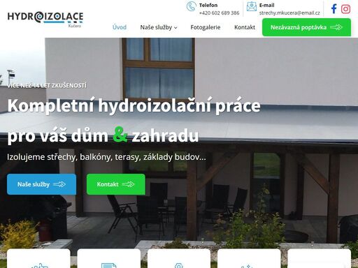 nabízíme komplexní řešení v oblasti hydroizolací střech, balkonů i teras. ochraňte svou nemovitost před vlhkostí a předcházejte vzniku plísní. izolujeme domy po celé čr.
