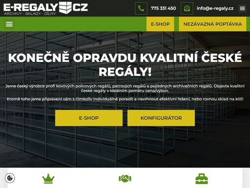 e-regaly.cz - český výrobce kovových policových regálů, patrových regálů a regálů na pneumatiky. kvalitní české regály v ideálním poměru cena/výkon!