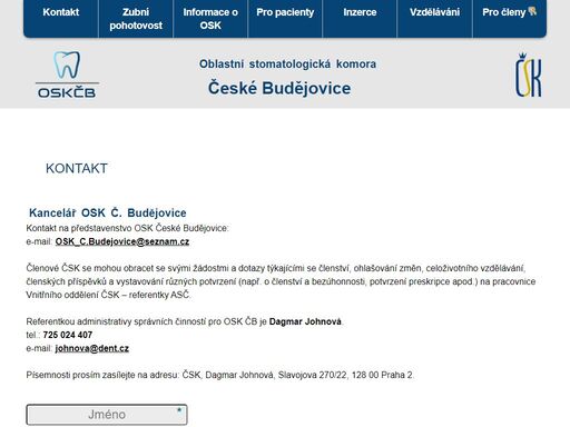 oblastní stomatologická komora české budějovice