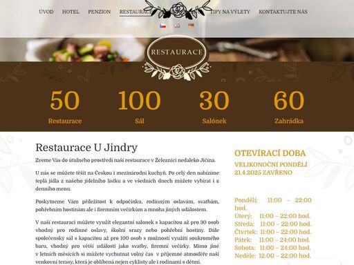 součástí restaurace je kromě klasického sálu i veliký sál pro pořádání svatebních hostin. v letních měsících je k dispozici terasa. cyklisti vítáni.