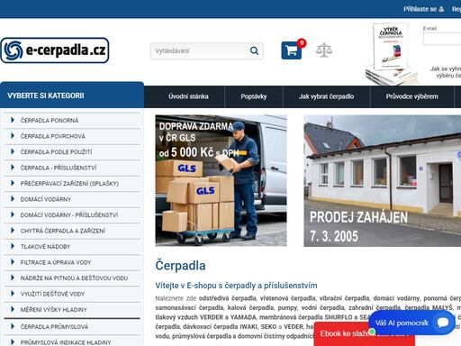 v našem e-shopu najdete širokou nabídku čerpadel a domácích vodáren pro váš dům a zahradu. u každého druhu doporučení pro výběr a průvodce výběrem čerpadla.