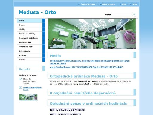 ortopedická ambulance s komplexním vyšetřením pacienta. specializace na endoprotézy, operace nohy a páteře.