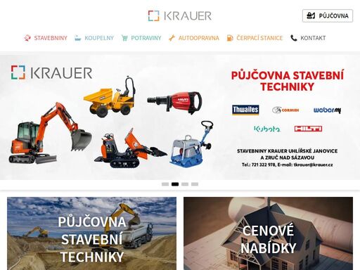 krauer - uhlířské janovice - stavebniny, koupelny, potraviny, autoopravna a čerpací stanice