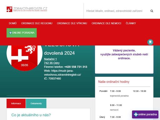 zdravotní registr české republiky - rozsáhlý seznam lékařů a ordinací fungující již od roku 2009. máme aktuální informace přímo z ordinace vašeho lékaře