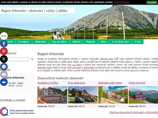 turistický informační portál o np krkonoše. vše potřebné pro naplánování pobytu v regionu krkonoše. ubytování, výlety, aktivní vyžití, volný čas a mnohem víc.