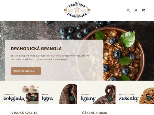 homepage. pražírna drahonice
těm z vás, kteří vyžadují vysokou kvalitu, hledají dobrou českou značku s rozumnou cenou a v neposlední řadě také chtějí přispět k smysluplné věci, představujeme sortiment naší pražírny v drahonicích v jižních čechách. náš podnik, který vznikl s cílem vytvářet a udržovat pracovní místa…