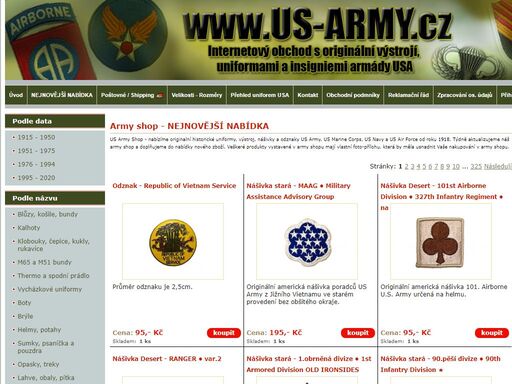 army shop - v army shopu naleznete originální výstroj, uniformy, nášivky, odznaky a vyznamení us army, us marines, us navy a us air force 1915-2010