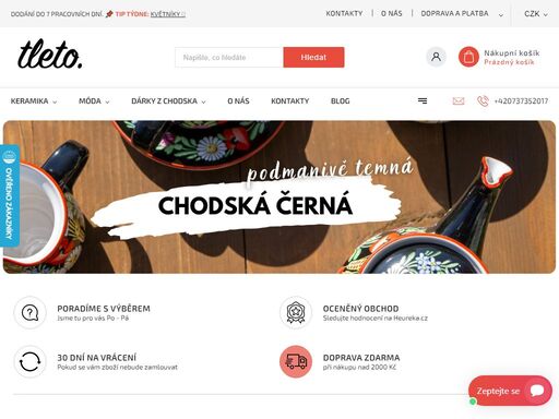 s láskou k chodsku. bílá a černá chodská keramika přímo z pece. oblečení, doplňky a dárky inspirované folklórem. produkty od lokálních výrobců a dodavatelů.