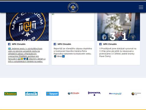 oficiální stránky klubu mfk chrudim