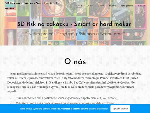 jsem nadšenec z jablonce nad nisou do technologií, který se specializuje na 3d tisk a vytváření výrobků na zakázku. cílem je přinášet inovativní řešení díky této moderní technologii. pomocí kvalitních fdm (fused deposition modeling) tiskáren průša mk3s+ a bambu lab x1c vytvořím detailní 3d tištěné výrobky. mé služby jsou široké a zahrnují nejen...