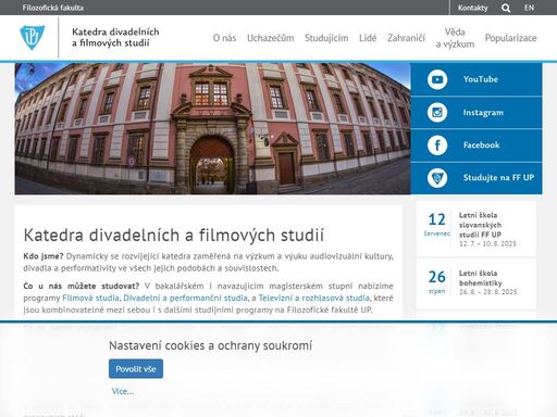 hlavní webové stránky filozofické fakulty univerzity palackého v olomouci