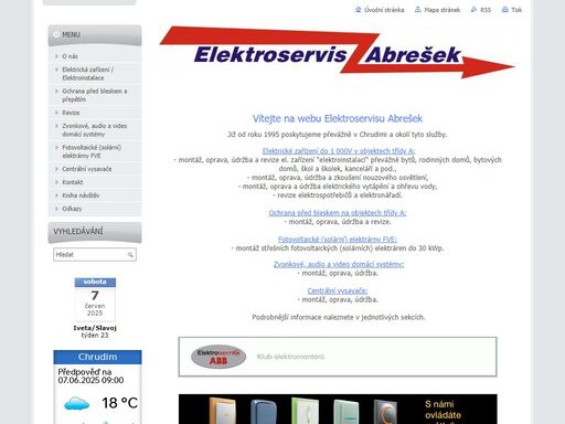 elektrikář, elektrikáři, elektroinstalace, nouzové osvětlení, revize, hromosvody, bleskosvody, ochrana před bleskem, centrální vysavače, chrudim, slatiňany, heřmanův městec, choltice
