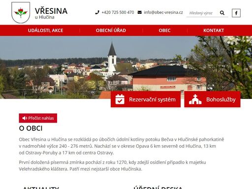 oficiální stránky obce vřesina