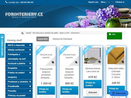 prodej bytového a hotelového textilu - e-shop
