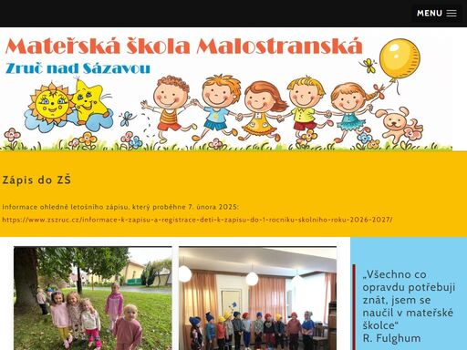 mateřská škola, mš, malostranská, zruč nad sázavou, mateřská školka, děti, předškoláci mateřská škola malostranská zruč nad sázavou