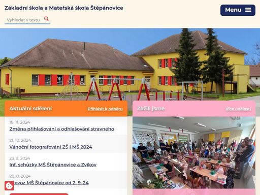 základní škola a mateřská škola štěpánovice sdružuje základní školu, mateřskou školu (součástí mš je odloučené pracoviště ve zvíkově), školní družinu a školní jídelnu. kapacita mš je 68 dětí, kapacita zš je 52 žáků, kapacita šd je 45 žáků.