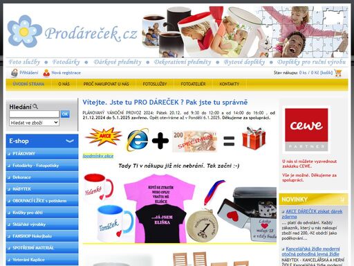široká nabídka našeho sortimentu vám dovolí vybrat pro vaše známé, příbuzné či kamarády dárek k jejich narozeninám, svátku, výročí, vánocům, svatbám, či jen tak pro radost. zároveň si u nás můžete vybrat z nabídky dekorací a bytových doplňků.