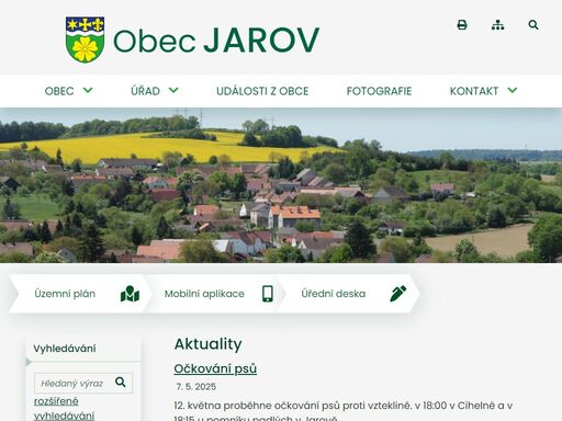 oficiální stránky obce jarov