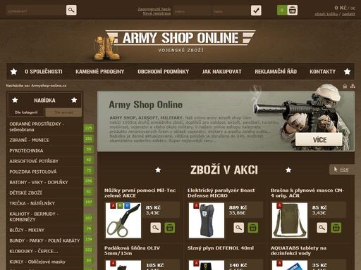 army airsoft shop nabízí armádní zboží, doplňky pro outdoor, airsoft, paintball, turistiku, myslivost, vojenství