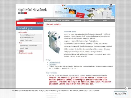 kopírování havránek - černobílé i barevné kopirování, digitální a barevný tisk. v centru prahy - levně, rychle, kvalitně. speciální ceny pro velké zakázky.