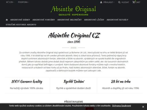 fontány na absint, repliky absintových skleniček, absintové lžičky a dárkové předměty včetně zapalovačů zippo absinthe