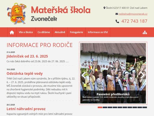 mateřská škola zvoneček ústí nad labem - všebořice