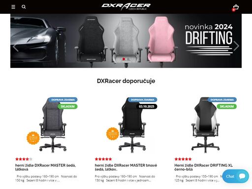 dxracer herní ergonomická židle, tvarem sportovní sedačky pro kancelář
