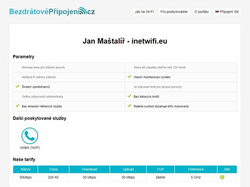 katalog poskytovatelů bezdrátového připojení k internetu v čr a sr.