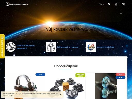 unikátní muzeum, vesmírný obchod se 100% zárukou spokojenosti!