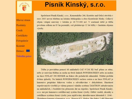 písník kinský, s.r.o., kostelec nad orlicí, těžba písků a štěrkopísků, těžebna kostelecké horky.
