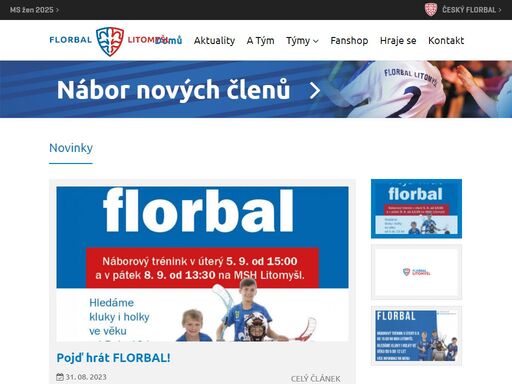 oficiální webová stránka klubu florbal litomyšl