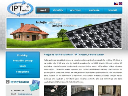 ipt system. zabýváme se výrobou a prodejem hydroizolačního systému ipt. sanace staveb. 