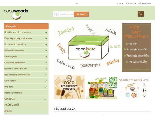 e-shop plný přírodních potravin, zdravé výživy, vegan kosmetiky a ekodrogerie. produktů pro děti, domácí mazlíčky a ekologické domácnosti.