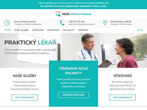praktický lékař mudr. michal holásek, péče o pacienty a očkování.