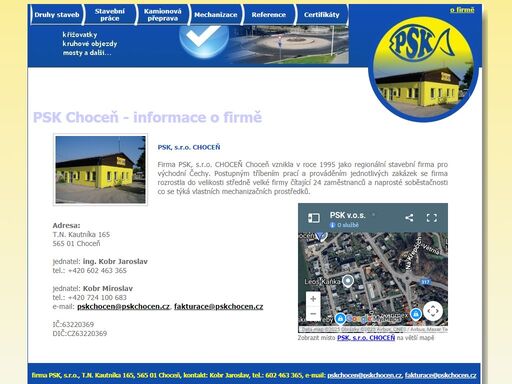 psk, s.r.o. choceň - dopravní stavby, podkládka inženýrských sítí, pozemní stavby, kamionová přeprava