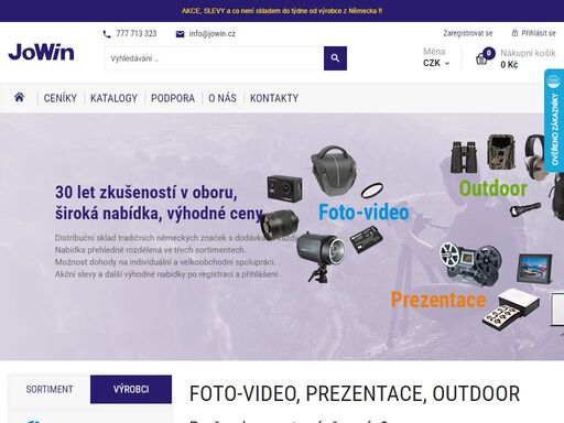 foto video, prezentace, dalekohledy a outdoor - jowin