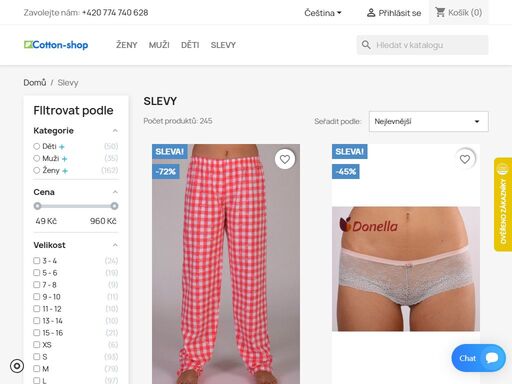 cotton-shop nabízí spodní a noční prádlo i volnočasové oblečení pro ženy, muže i děti. prodává také noční košile, pyžama a župany. vybere si každý!