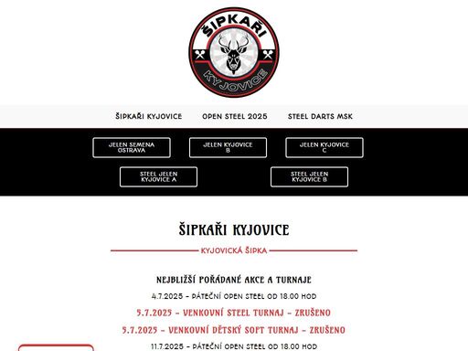 web spolku šipkaři kyjovice o turnajích, šipkách a zábavě - hostinec u vašiců - šipkaři kyjovice