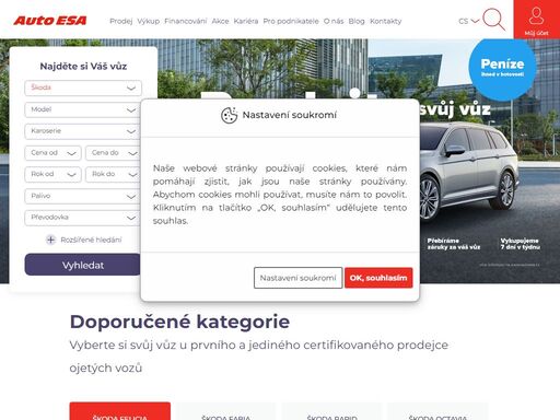 pobočka auto esa specializovaná na kvalitní a prověřené vozy škoda.  garantujeme kontrolu najetých kilometrů a původu vozu. nakupujte s jistotou.
