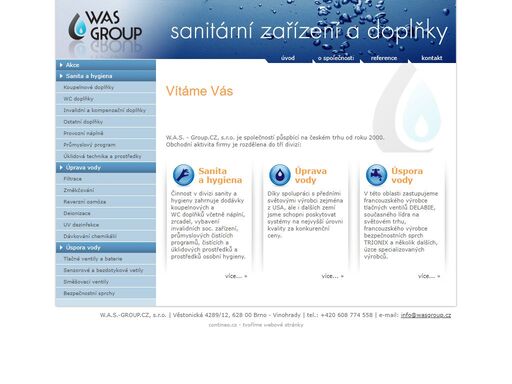 sanitární doplňky pro koupelny a wc (včetně invalidních) a instalace do staveb. dodávky provozních náplní. zařízení pro filtraci a chemickou úpravu vody.