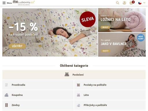 vyberte si z naší nabídky více jak 1 200 produktů kvalitního ložního povlečení, prostěradel, dek a dalšího bytového textilu pro váš útulný domov.