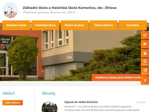 základní škola a mateřská škola kamenice, okr. jihlava, příspěvková organizace, kraj vysočina