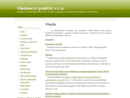 ambulance praktického lékaře pro dospělé a ordinace myoskeletální medicíny, velké bílovice