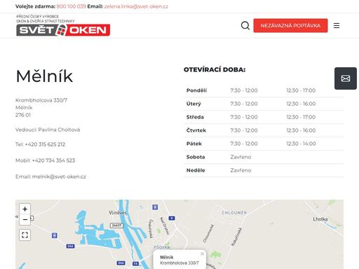 pobočka společnosti svět oken mělník nabízí do konce měsíce se slevou plastová okna, plastové dveře, hliníková okna, hliníkové dveře, garážová vrata, balkóny a lodžie a stínící techniku.