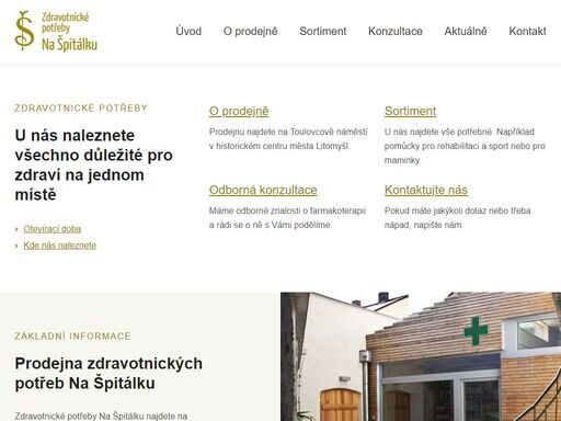 zdravotnické potřeby na špitálku najdete na toulovcově náměstí v litomyšli ve stejné budově jako lékárnu na špitálku.