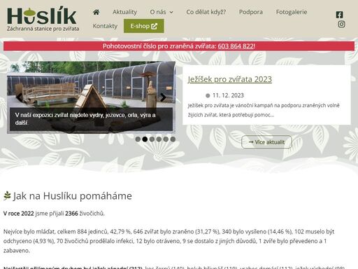 posláním záchranné stanice huslík je podpora druhové rozmanitosti živočichů v krajině a lidských sídlech ve východní části středočeského kraje.