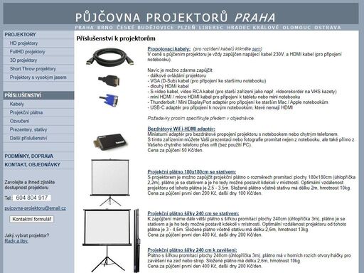 pronájem projektorů s vysokým rozlišením hd, full-hd, 3d, včetně kabelů, promítacího plátna, dovozu a instalace po praze a okolí za velmi výhodné ceny