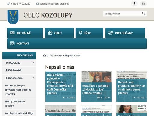 oficiální stránky obce kozolupy