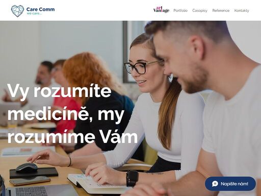 působíme ve zdravotnictví od publikací odborných časopisů po tvorbu webů až po lékařské kongresy. ať už máte jakýkoliv problém, my vám pomůžeme, aby byl váš problém vyřešen. klikněte a napište do našeho chatu. care comm je v tom s vámi.